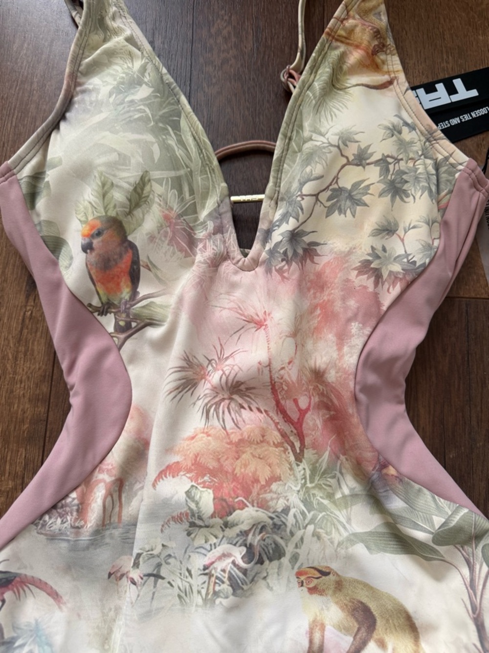TA3 Plungey Triangle Contour Cheeky One Piece Swimsuit - SMALL - MONKEY ROSE - Picture 2 of 5